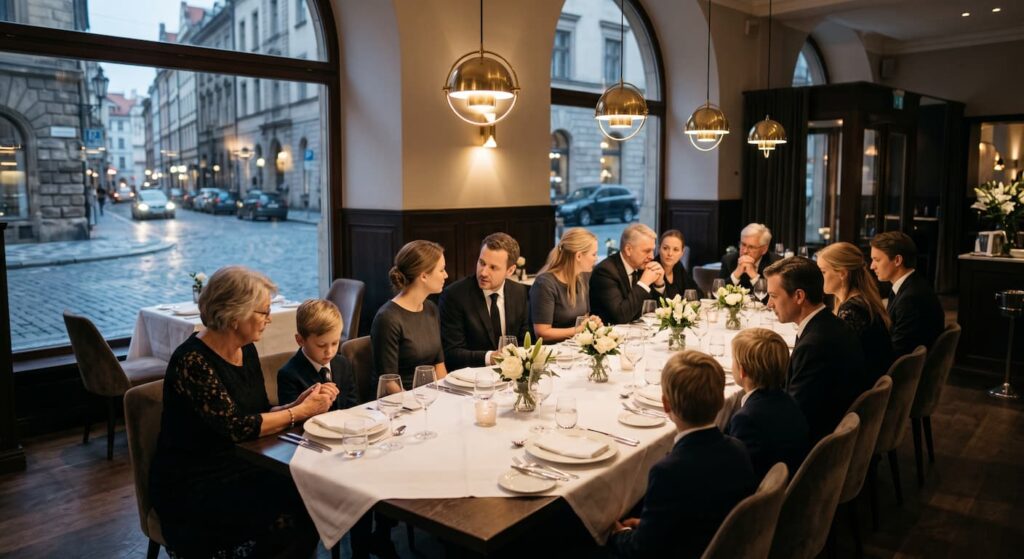Stół nakryty na stypę w restauracji MC Tosiek na poznańskim Piątkowie